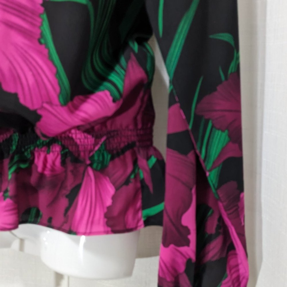 MICHAEL KORS Women's Long Sleeve Top Floral Blouse Size S - Picture 5 of 10